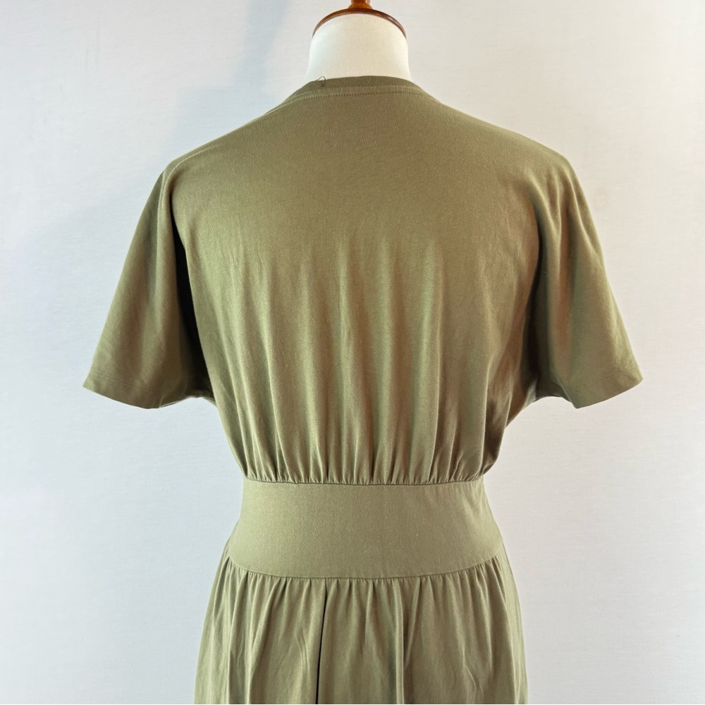 Everlane Kalamata Olive Green Organic Cotton Waisted Midi Dress - Picture 5 of 12